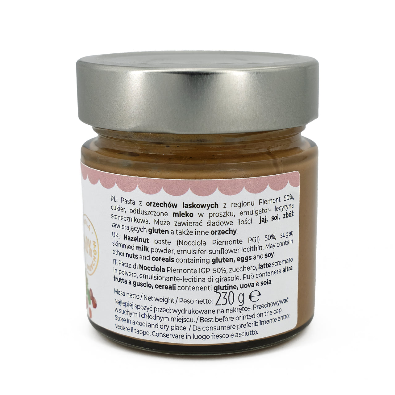 KREM Z ORZECHÓW LASKOWYCH Z PIEMONTU 50%, 230 g