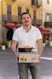 Thumbnail for Panettone z Owocami Kandyzowanymi i Rodzynkami 750 g, Krem Pistacjowy 40% 210 g, Nożyk w Prezencie