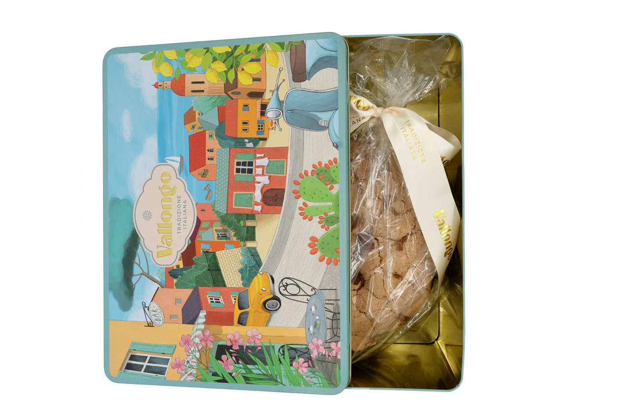 Włoska babka drożdżowa PANETTONE z rodzynkami i owocami kandyzowanymi w metalowej puszce 1 kg
