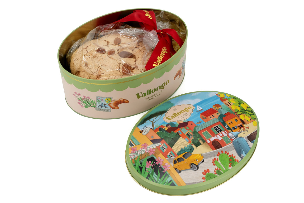 Włoska babka drożdżowa PANETTONE z rodzynkami i owocami kandyzowanymi w metalowej puszce 500 g