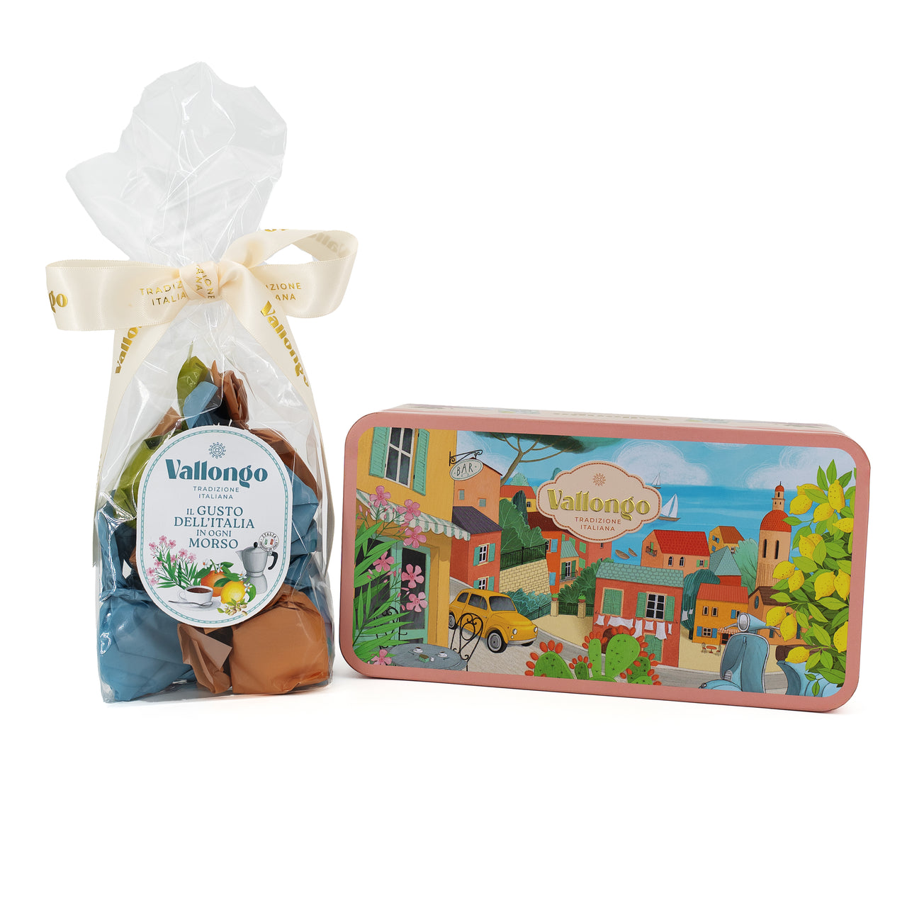 CZEKOLADKI Z NADZIENIEM O SMAKU PISTACJI, ORZECHA LASKOWEGO I NUGATU W OZDOBNEJ METALOWEJ PUSZCE 180 G