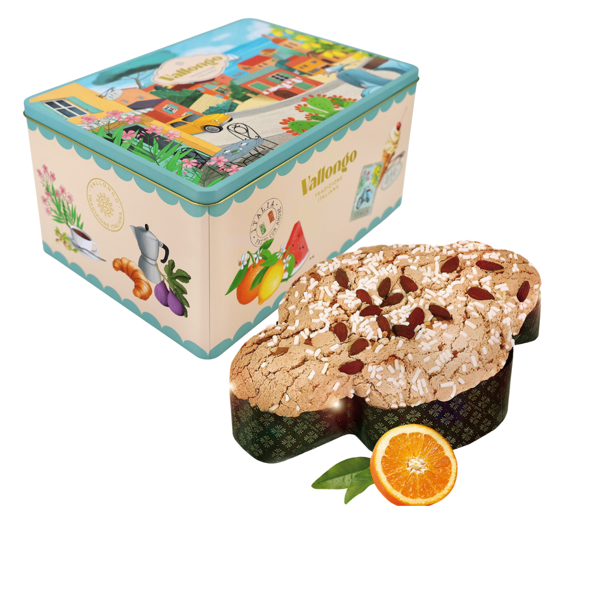 COLOMBA Wielkanocne Drożdżowe Ciasto ze Skórkami Pomarańczowymi z Sycylii 1 Kg w Dużej Metalowej Puszce. 